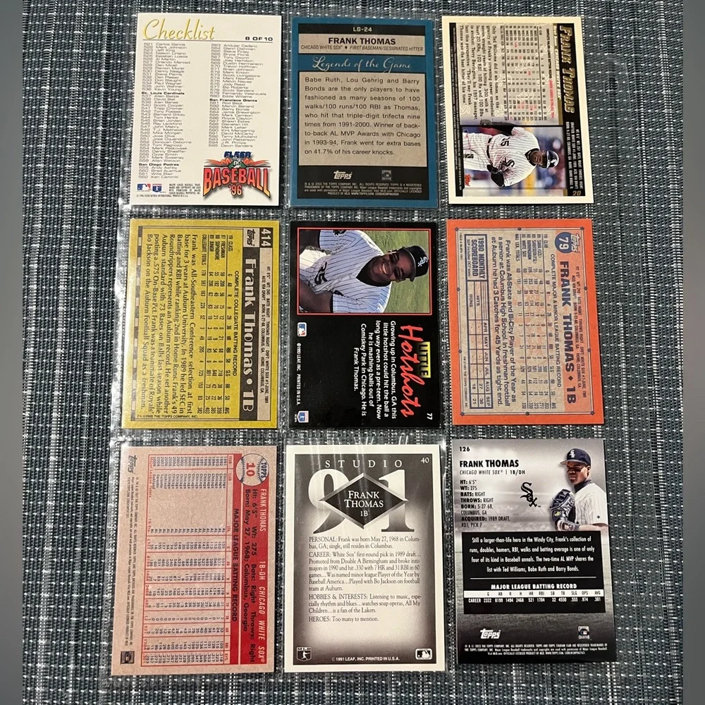 ⚾️ Frank Thomas MLB Baseball Trading Cards, Set of 9 - Lot 1